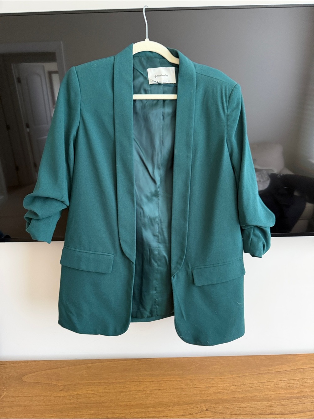 stradivarius Teal Open-Front Women's Blazer